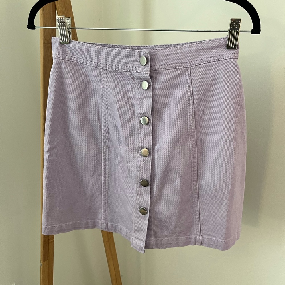 Iris Lilac Button-Down Pencil Skirt